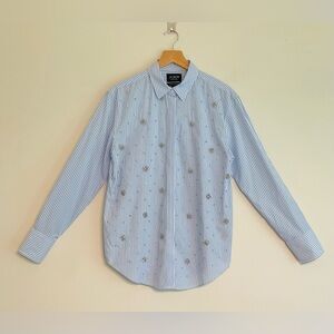 J Crew Collection Garçon Classic Fit~Crystal Embellished~Blue Stripe~Size 4~NWOT